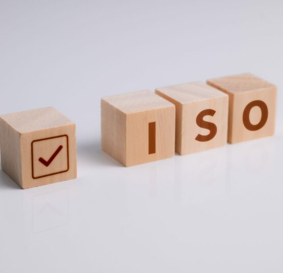 Holzklötze mit Schriftzug ISO